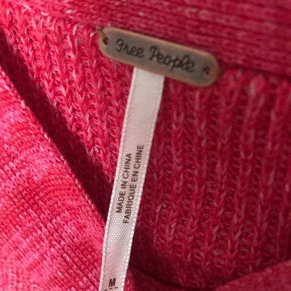 Red Off the Shoulder Free People Sweater, Size M - Picture 5 of 6